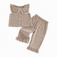 thumbnail image 4 of TOWED22 Toddler Girl Clothes Infant Baby Outfits 2pcs Sleeveless Linen Blend Camisole Casual Long Pants(Khaki,3-4 Y), 4 of 4