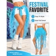 thumbnail image 7 of FEOYA Women's Belly Dance Hip Scarf Sequin Tulle Skirt Sparkly Tassel Dance Belt Adjustable Waist Wrap for Stage Performance Lake Blue, 7 of 7