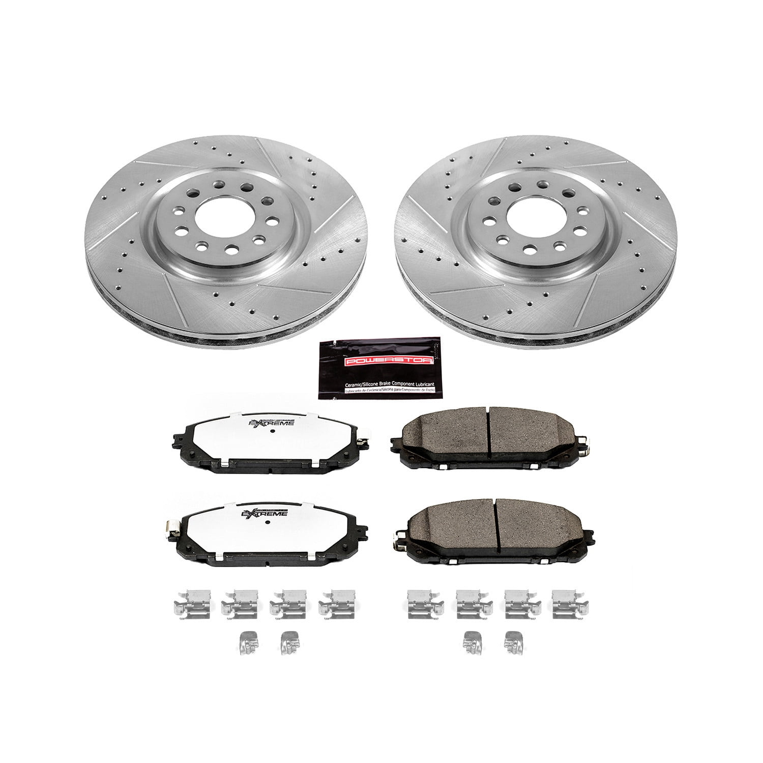 PowerStop Front Z36 Truck & Tow Carbon-Fiber Ceramic Brake Pad and Drilled and Slotted Rotor Kit Fits: JEEP Select Models K6540-36