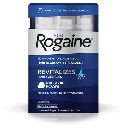 Men's Rogaine 5% Minoxidil Foam for Hair Regrowth, 3-month (Best Homeopathy For Hair Regrowth)