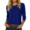 thumbnail image 7 of Yourumao 3/4 Sleeves Tops for Women Gillter Round Neck Shirts Elegant Solid Color Blouses Comfy Shiny Tees Sparkle Party Club Tshirts, 7 of 7