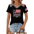 thumbnail image 3 of Fabrcox 1776-2026 USA 250th Anniversary Shirt Flag Print V Neck T Shirts for Women Short Sleeve Independence Day Freedom Patriotic Womens 4th of July Tops Black L, 3 of 6
