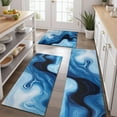 thumbnail image 2 of Light Blue Marble Flow Pattern Kitchen Rugs Sets Of 3,Kitchen Runner Rugs Non Skid Washable,Decorative Kitchen Floor Mats for Kitchen,Sink,Laundry,17"x30"+ 17"x47" + 17"x59", 2 of 6