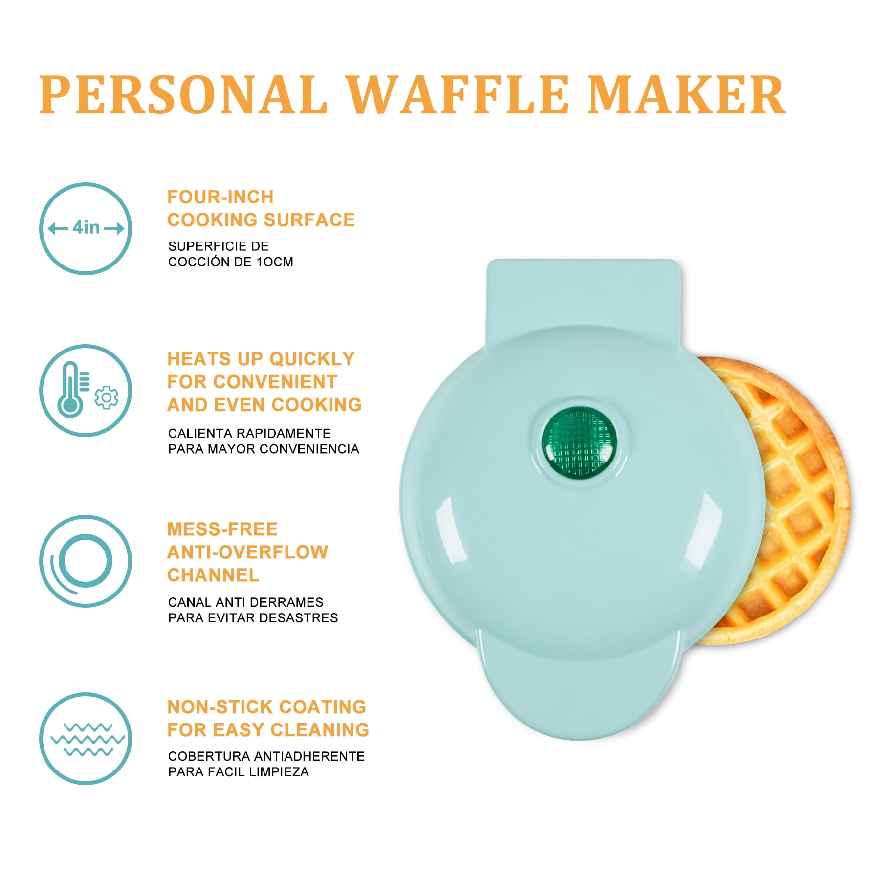 Buy Mini Waffle Maker,Portable Electric NonStick Waffle Iron , Round Waffle Maker Grill Machine