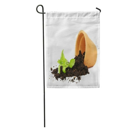Gardenia Flower Pot Soil SIDONKU Broken Flower Pot Spilled Out Soil Damage Plant Spill Fallen Messy Garden Flag Decorative Flag House Banner 12x18 inch ()