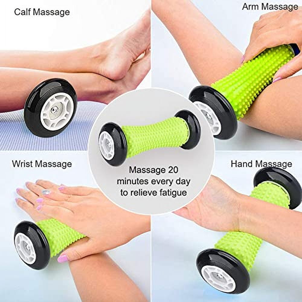 Foot Massage Roller and Spiky Ball Therapy Set,Manual Foot Massager for Plantar Fasciitis,Heel & Foot Arch Pain,Trigger Point Therapy, Muscle Recovery (Yellow)