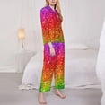 thumbnail image 3 of Balery Colorful Glitter Conjunto de Pijama con Estampado para Mujer, Conjunto de Dos Piezas con Manga Larga, Ropa de Dormir Suave con Bolsillos, Pijamas Cómodos-Large, 3 of 7