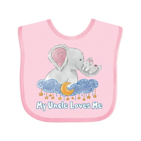 

Inktastic My Uncle Loves Me Cute Elephants Clouds Moon and Stars Gift Baby Boy or Baby Girl Bib