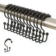 thumbnail image 5 of 12 PCS Matte Black Shower Curtain Hooks Rings,Double Shower Curtain Hooks,Metal Smooth Shower Hooks,Stainless Steel RustProof Hook for Shower Poles,Roller Balls Glide on Shower Rods, 5 of 6