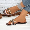 thumbnail image 4 of Roncen Women's Clear Flat Sandals Dressy Cute Sparkly Summer Vacation Slide Shoes, 4 of 8