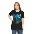 thumbnail image 2 of Unisex Van Gogh Starry Night Halloween Witch Cotton Shirt, 2 of 7