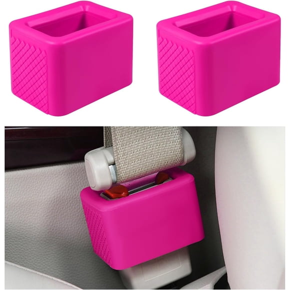 2 PCS Seat Belt Buckle Holder, Silicone Seatbelt Booster for Easy Access, Fixer Makes Receptacle Stand Upright and Stable Kids, Car Accessories (Pink) Pink -
