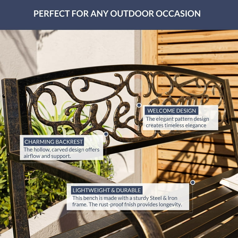 Belleze outdoor metal patio bench sale
