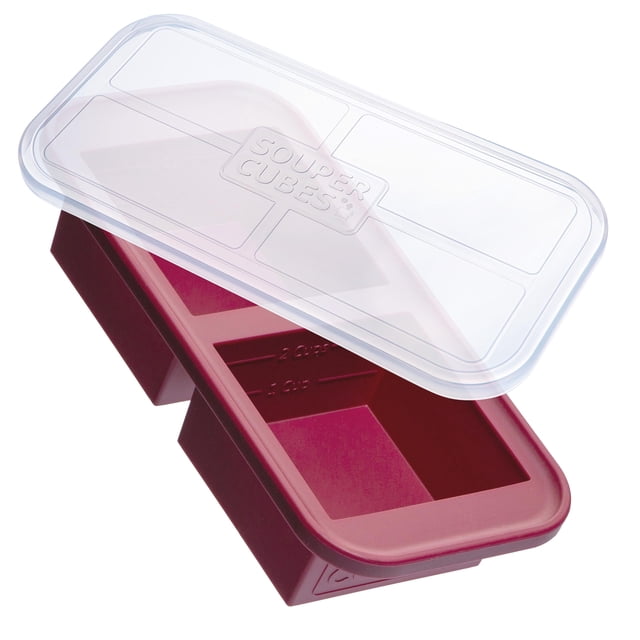 Bandeja para congelador Souper Cubes, 500 ml, silicona con tapa, color arándano