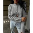 thumbnail image 2 of Women's Spring Crop Tie Front Cardigan Long Sleeve Rib Knit Sweater Top, 2 of 5