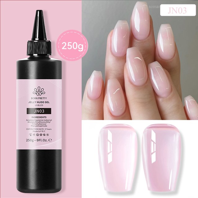 BORN PRETTY-pegamento para uñas súper fuerte, 250g, para puntas de uñas postizas, paquete rellenado, Base de Gel, capa superior mate