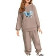 thumbnail image 2 of SYMOID Girls Khaki Butterfly Floral Tracksuit Set - Soft Polyester Hoodie (Drawstring) & Jogger Pants (Elastic Waist), Sizes 3-12Y for Daily Play/School,Size 8 T, 2 of 4