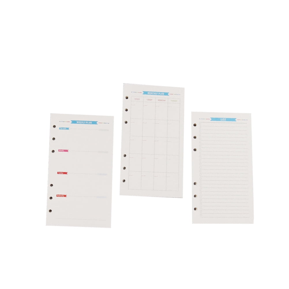 3 Sets 6-Hole Loose-leaf Filler Papers Assorted Replacement Spiral Notebook Paper (A6)