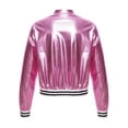thumbnail image 4 of Haitryli Kids Girls Boys Metallic Bomber Moto Jacket Coat Hip Hop Jazz Dance Top Disco Party Costume Pink 6, 4 of 7