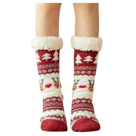 

vbnergoie Women s Winter Super Soft Warm Fuzzy Fleece-Lined Grippers Slipper Socks