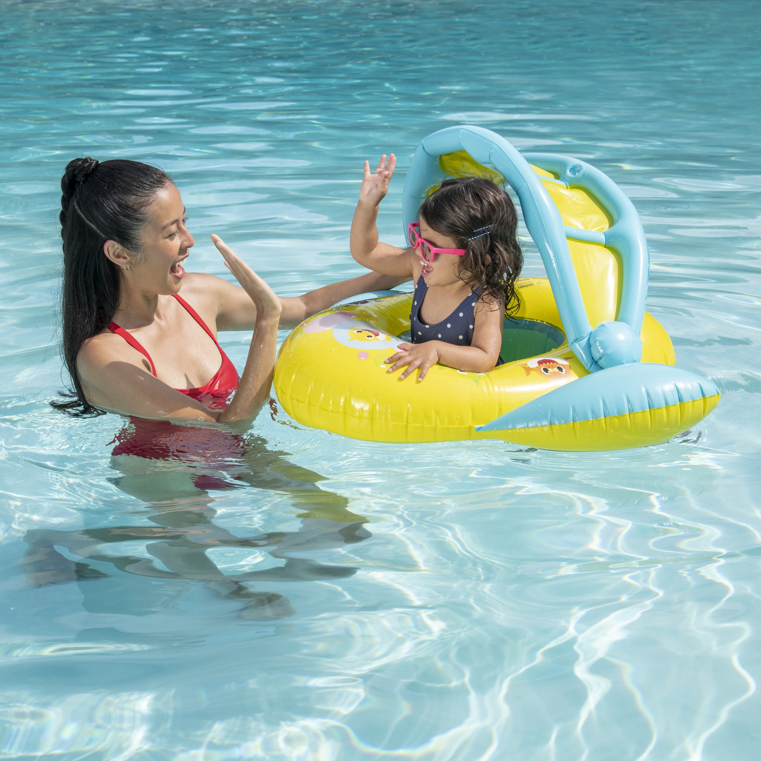 SwimWays Pinkfong Baby Shark Sun Canopy Baby Boat with Music