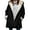 Black 5XL, variant on Women Fuzzy Jacket Fleece Lined Hooded Horn Buttons Medium Length Overcoat Winter Windproof Furry Outerwear Streetwear