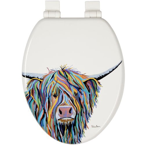 Photo 1 of Croydex Angus McCoo Art By Steven Brown, Stick Tight Elongated Toilet Seat with Soft Close and Quick Release