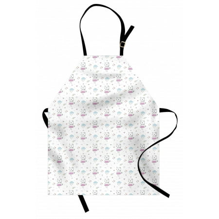 

Animals Apron Funny Cartoon Happy Lady Cat Pattern with Hearts Crown Comet Clouds and Raindrops Unisex Kitchen Bib with Adjustable Neck for Cooking Gardening Adult Size Multicolor by Ambesonne