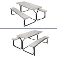 thumbnail image 2 of ModFusion 6ft Picnic Table Bench Set with Sturdy Steel Frame & Weatherproof Tabletop for Outdoor Backyard Dining – Light Gray, 2 of 9