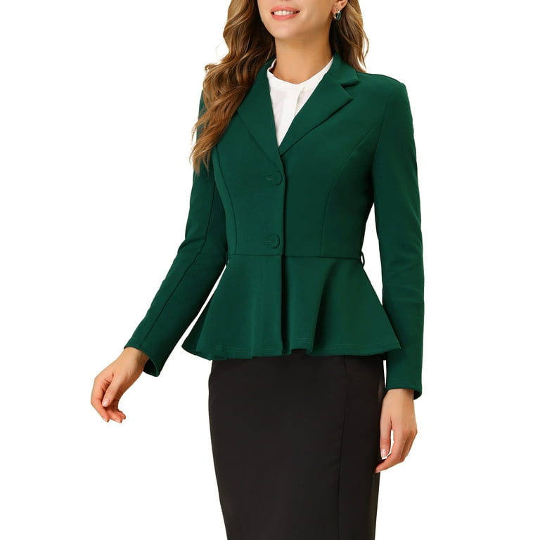 Unique Bargains Women s Notched Lapel Long Sleeves Belted Office