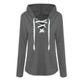 thumbnail image 3 of Worallymy Sudadera con capucha de color sólido con cuello en V y manga larga para mujer Worallymy JD735813436, 3 of 6