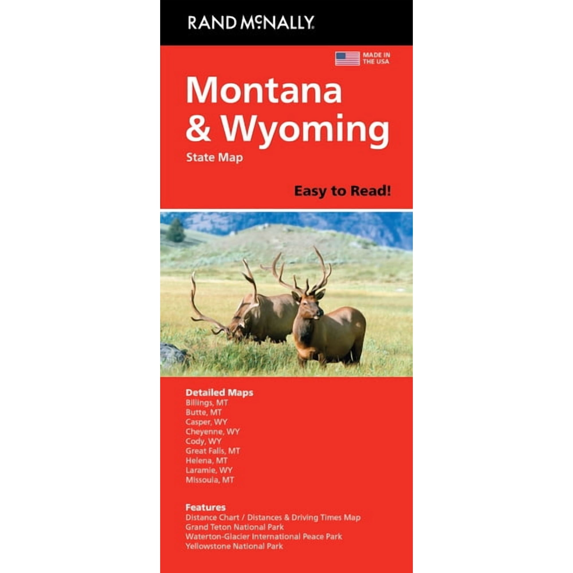 Rand McNally Easy to Read: Montana Wyoming State Map (Paperback)