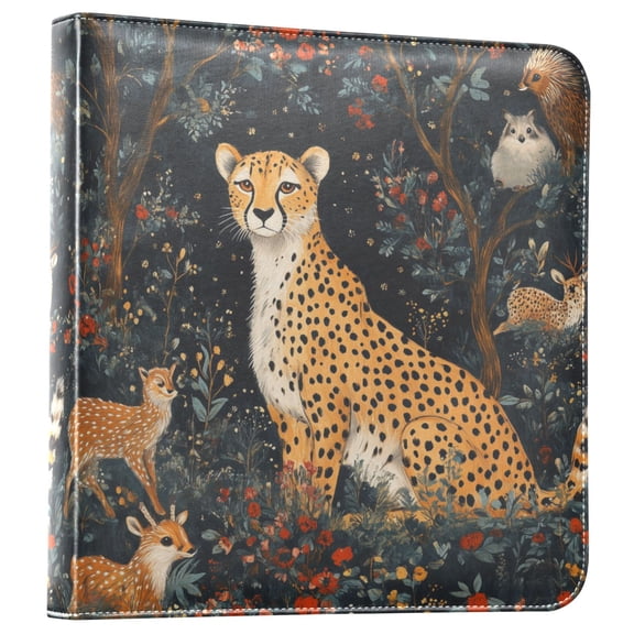 FORMRS 3 Ring Photo Album 4"x6" Self Adhesive Large Capacity PU Leather Cover, Forest Pattern