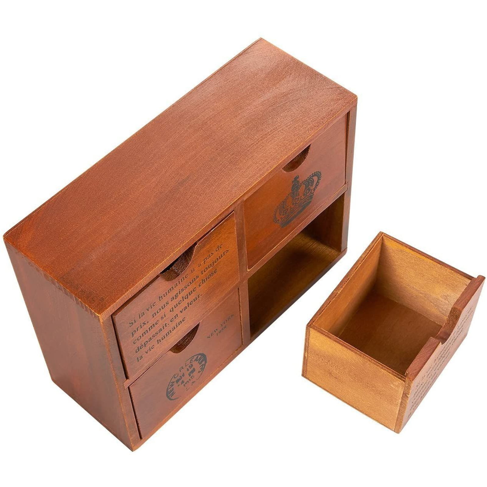 Wooden Mini Chest With FOUR Drawers To Paint Decorate 9x35cm Storage Box  55766