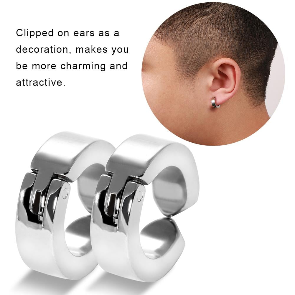 TOPINCN Ear Clips,6 Types 1 Pair Stylish Stainless Steel Ear Clips Earrings Ear Cuffs Jewelry