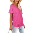 thumbnail image 3 of Anbech Womens Sexy V Neck Shirt Dolman Short Sleeve Tops with Side Shirring Loose Fit Tshirts, 3 of 5