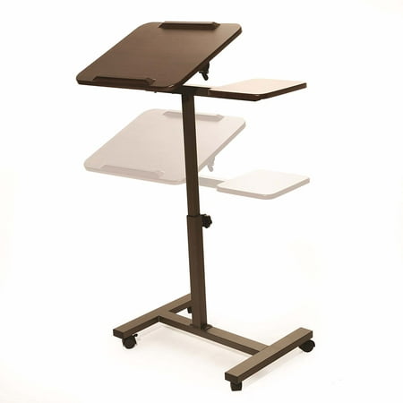 Sit-Stand Desk Laptop Cart with Side Table by Seville