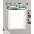 thumbnail image 3 of Ombre Geometric Linen Curtain Valance for Bedroom/Bathroom/Kitchen/Office/Living/Dining Room Window,Turquoise Brown White Nautical Sea Waves Rod Pocket Topper Decorative Cafe Drapes Panel 42"x12", 3 of 6