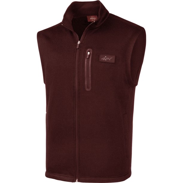 Greg Norman Mens Fleece Sweater Chaleco, Rojo, X-Large