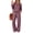 Dark purple, variant on Two Piece Lounge Sets for Women Casual Lace Pajamas Set Wide Leg Pants Winter Matching 2 Piece Outfits Trendy Clothes