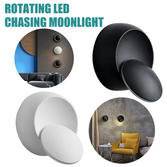 LNGOOR LED Wall Lights, 360° Round Crescent Bracket Wall Lamp for Bedroom Living Room Reading, White