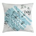 thumbnail image 1 of Gender Reveal Decorations Throw Pillow Cushion Cover, It's Boy Quote Clothes Parenthood Baby Paintbrush Illustration, Decorative Square Accent Pillow Case, 18 X 18 Inches, Turquoise, by Ambesonne, 1 of 2