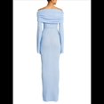 thumbnail image 3 of Vestido Tipo Suéter Ajustado con Hombros Descubiertos para Mujer, Vestido Formal de Larga, Elegante, para Fiesta en Club o Discoteca. Azul L, 3 of 8