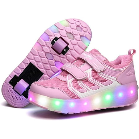 

YAZI Kids Roller Shoes Boy Girl Sneakers with Wheels Become Sport Sneaker with Led for Christmas Birthday Children Show Gift