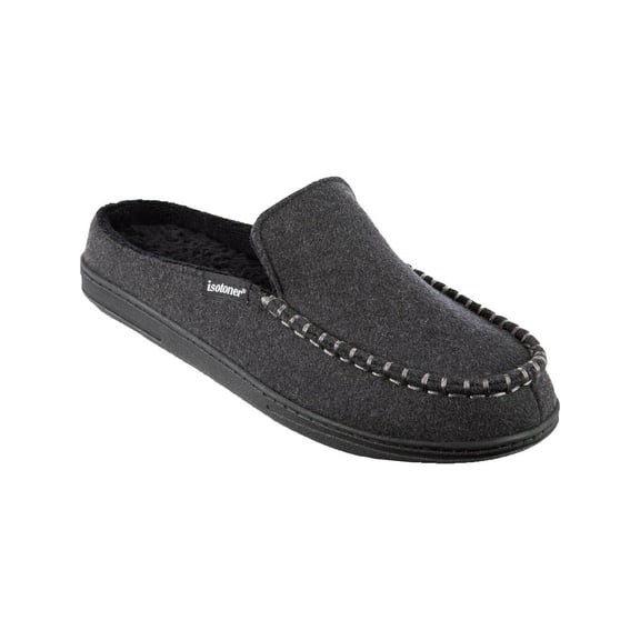 Isotoner Mens Gray Hood-Back Machine Washable Grady Round Toe Slip On Moccasins M