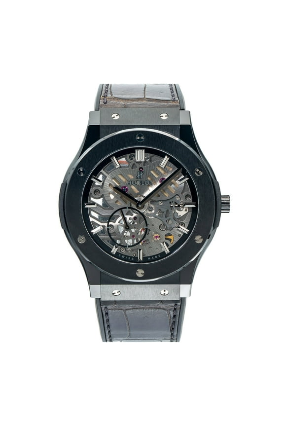 Pre-Owned Hublot Classic Fusion Ultra-Thin 515.NX.0170.LR 45MM Transparent Dial With Leather Bracelet