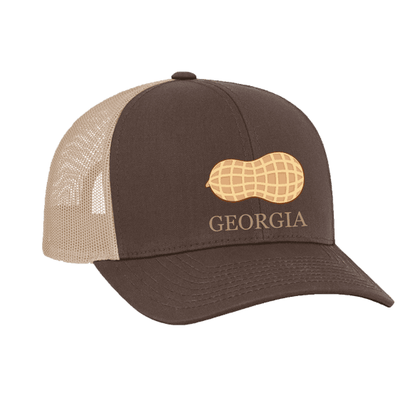 Heritage Pride Georgia Peanut Embroidered Trucker Hat-Brown/Khaki Mesh