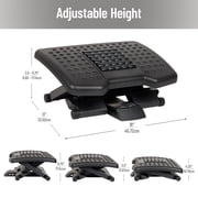 Mind Reader Foot Rest, Under Desk at Work, Ergonomic, Height Adjustable, Office, Plastic