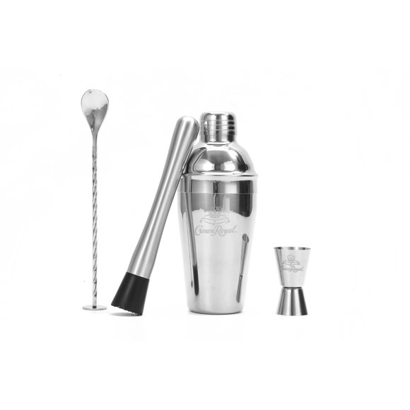 Crown Royal 4-Piece Stainless Steel Bar Tools Set Perfect Home Bartending Kit