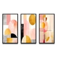 thumbnail image 2 of Designart "Retro Geometry Pink Gold Full Moon Bloom III" Modern Geometric Framed Wall Art Set Of 3 - Pink Abstract Frame Canvas Set For Living Room Decor, 2 of 7